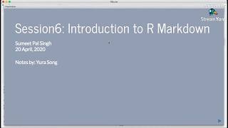 R Course, Session 6: Introduction to R Markdown