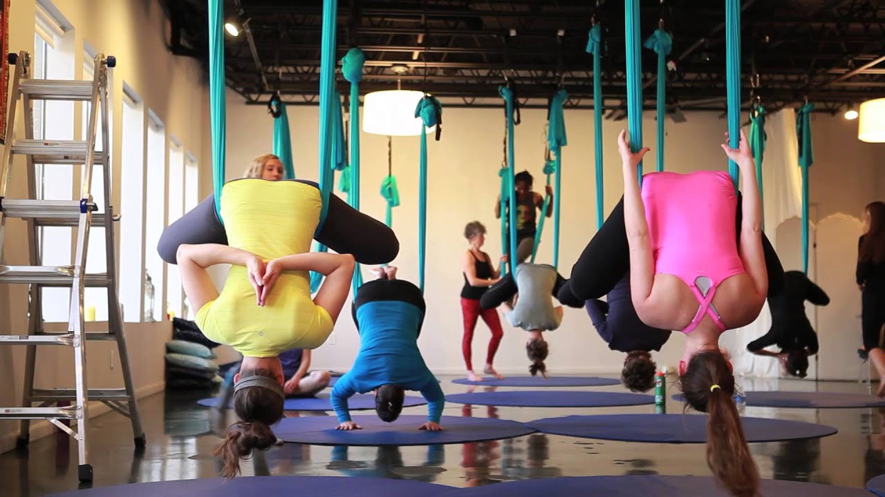 Aerial yoga - YouTube