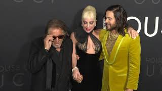 Video Journalist Aron Ranen \& Lady Gaga spar over Al Pacino's use of sunglasses at HOUSE OF GUCCI