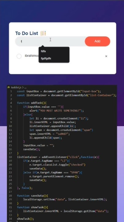 To do list using HTML CSS and JavaScript #ibrahimcodes#mycodes#to do ...