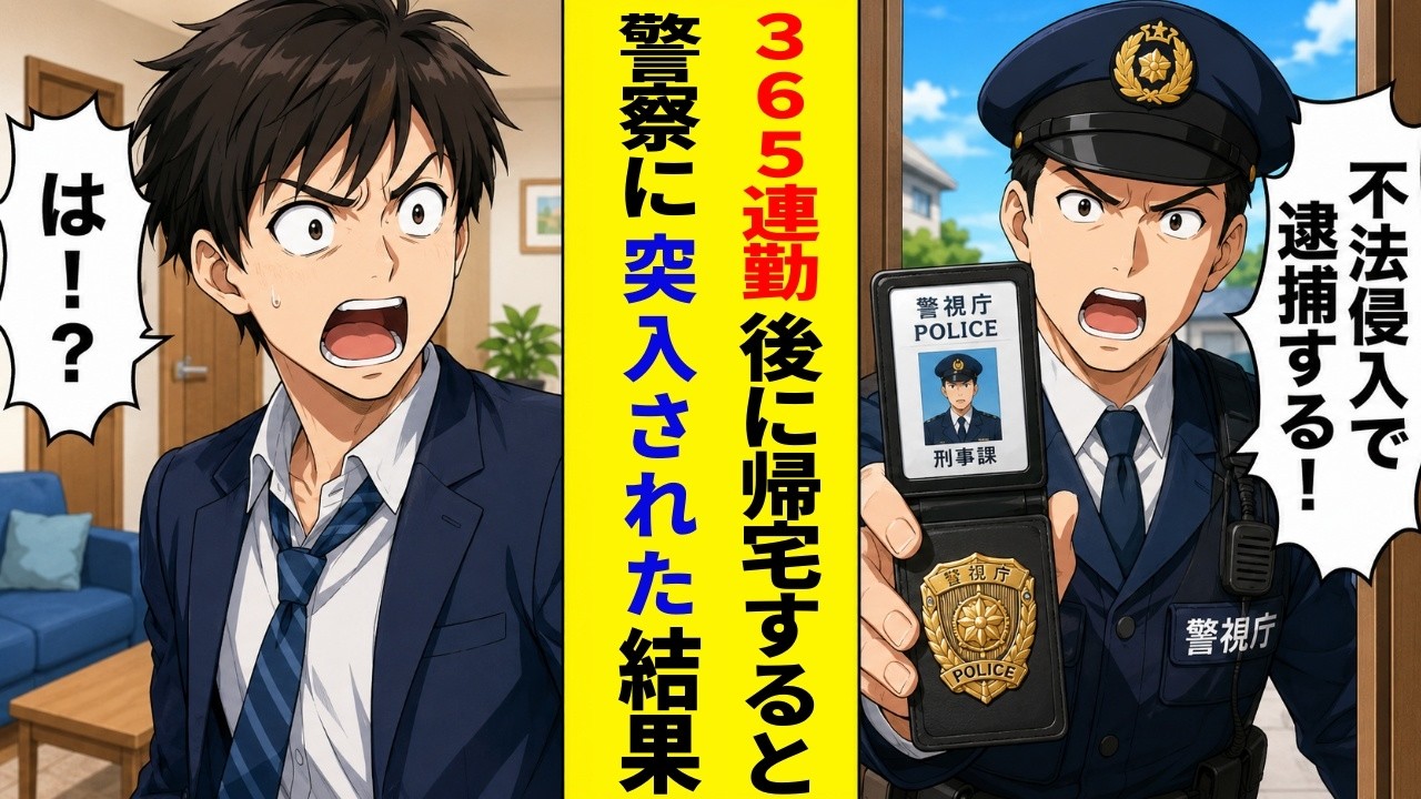 【スカッと】365連勤後に帰宅すると「不法侵入で逮捕だ!」警察が突入してきた結果【漫画】【アニメ】【2ch】