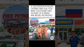 Bikini promo backfired.Men in bikinis for free fuel.#FreePetrol #BikiniFail #Russia #PromoGoneWrong