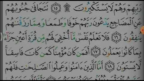 سورة السجدة تلاوة 16 - 19 للصف السادس الابتدائي أ/ محمود سليم