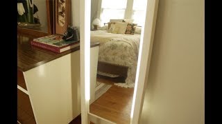 DIY Lighted Leaning Mirror