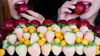 EATING WHITE STRAWBERRIES, GOOSEBERRIES, PLUMS *FRESH FRUIT EATING SOUNDS* 먹방