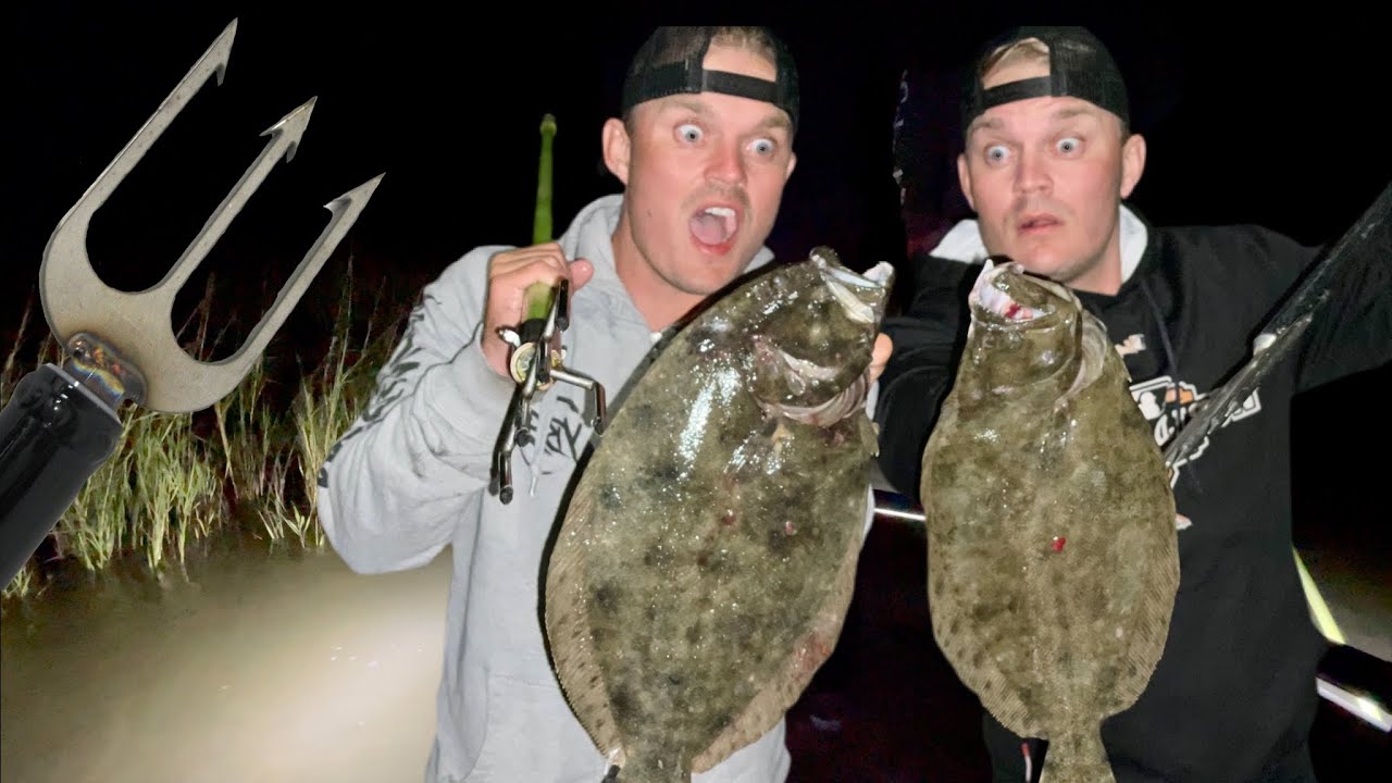 Insane Flounder gigging in Charleston South Carolina