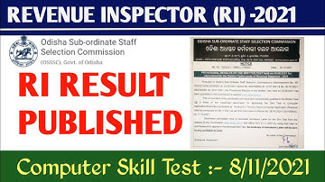 OSSSC RI WRITTEN RESULT PUBLISHED