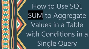 How to Use SQL SUM to Aggregate Values in a Table with Conditions in a Single Query