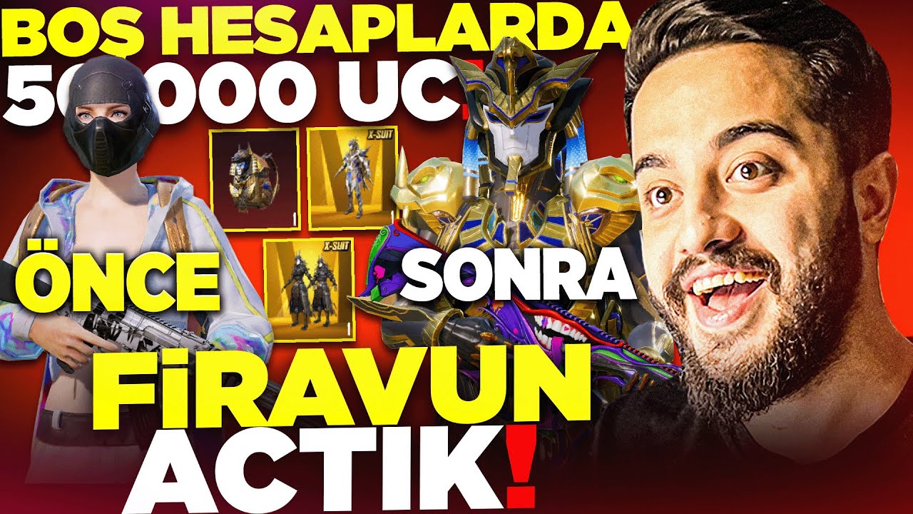 BOŞ HESAPLARDA 50.000 UC FİRAVUN AÇTIK! TÜM X-SUİTLER ÇIKTI! İNANILMAZ ŞANS! PUBG Mobile