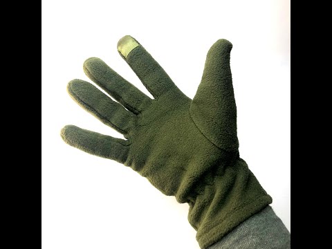 Теплі сенсорні рукавички флісові Туреччина зимові чоловічі військові хакі олива, видео 1