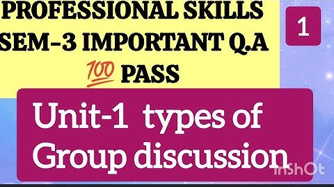 Professional skills semester -3 unit :1 important questions & answers , Types of group discussion 