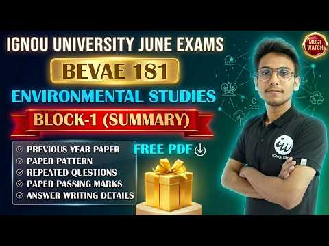 #176 BEVAE 181 || BLOCK 1 (FINAL) || ENVIRONEMTAL STUDIES-BILINGUAL || IGNOU WALAY