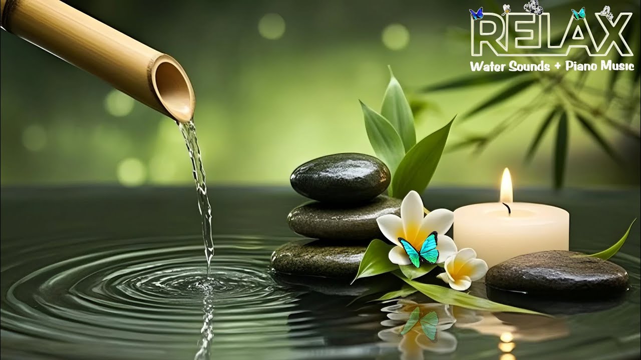 Relaxation Music: Bamboo Water Fountain & Healing Piano 🌿Deep Sleep Music, Meditation, Nature Sounds
