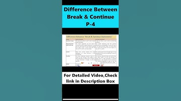 Break Vs Continue | Difference Between Break and Continue