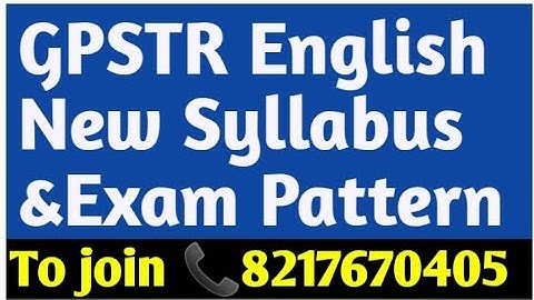 GPSTR  English New Syllabus and Exam Pattern live