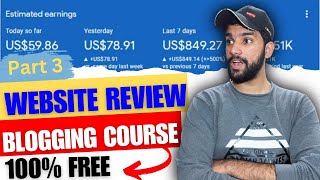 Part 3: Blogging Course Website Review for AdSense Approval | Monetization Strategies & Seo Optimize