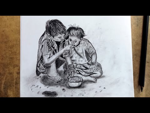 Actor & Artist Jeeva Sk | Playing Kids Charcoal Pencil Sketch 2023 # pencilsketch | Instagram