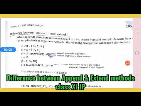 Difference between Append & Extend methods  class XI IP