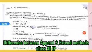 Difference between Append & Extend methods  class XI IP