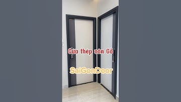 ✅ Hoàn thiện bộ cửa thép vân Gỗ cho Biệt Thự Cao Cấp được dùng làm cửa phòng ngủ có khóa điện tử