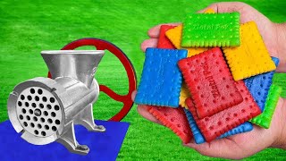 EXPERIMENT COLORFUL COOKIE VS MEAT GRINDER