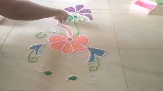 Colorful Flower Rangoli design by Deepthi Kothapati 34 views 7 years ago 2 minutes, 56 seconds