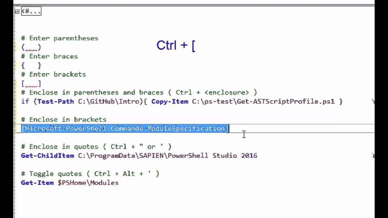 Parentheses, Braces, Brackets  Quotes In Powershell Studio