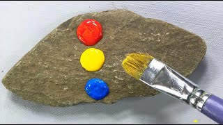 How To Acrylic Painting on Stone // Lake scenery Painting Step by Step