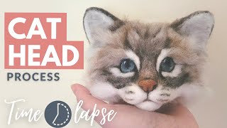 The AMAZING PROCESS of NEEDLE FELTING A CAT HEAD (Time lapse)  Many hours in less than 14 minutes!