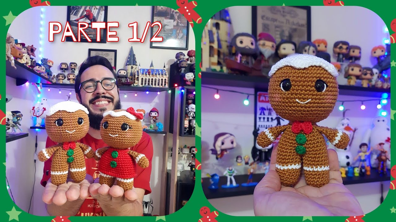 Biscoitinho de Natal Amigurumi Passo a Passo - ( Parte 1/2 )