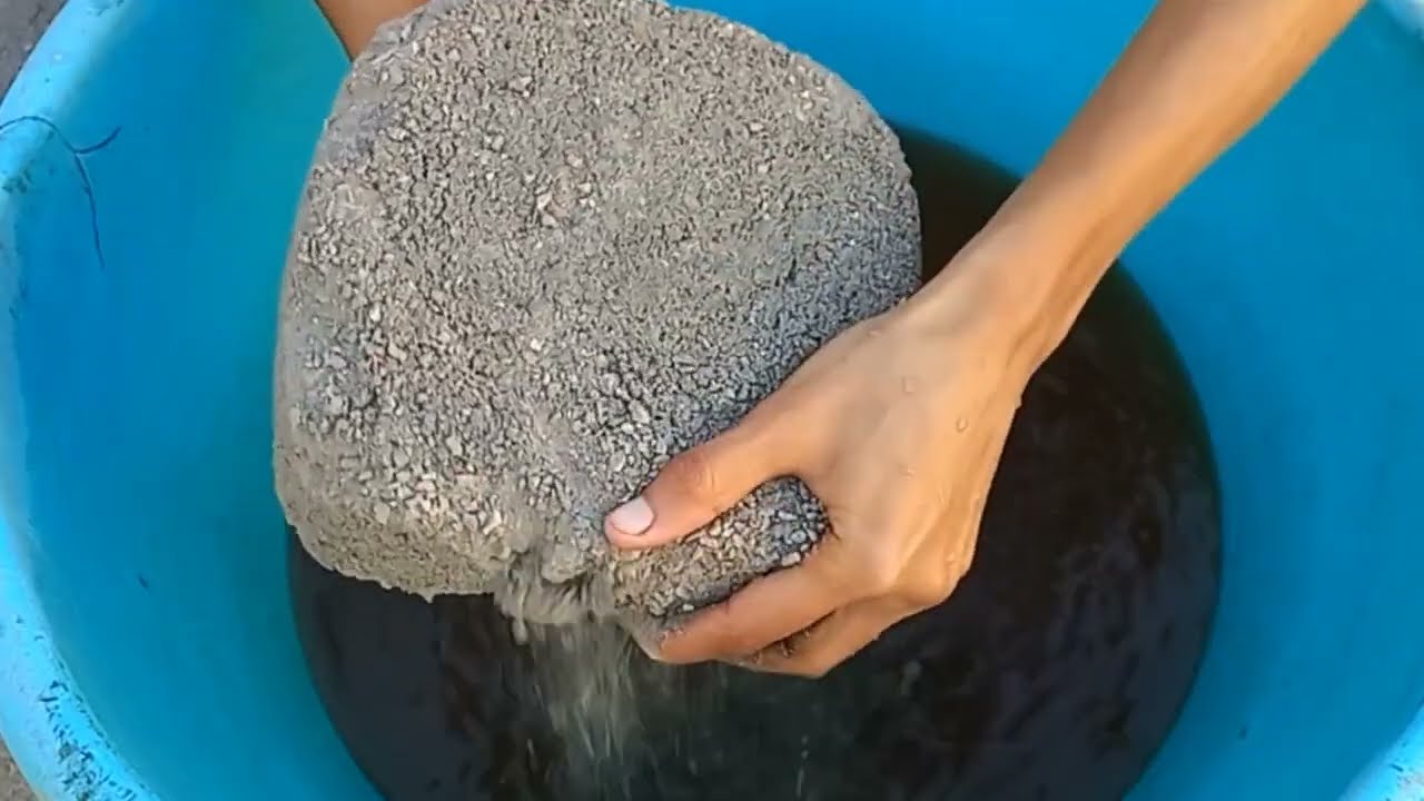 Sand Cement Stonecrush squares crumbling dipping and dry crumbling on Paste asmr