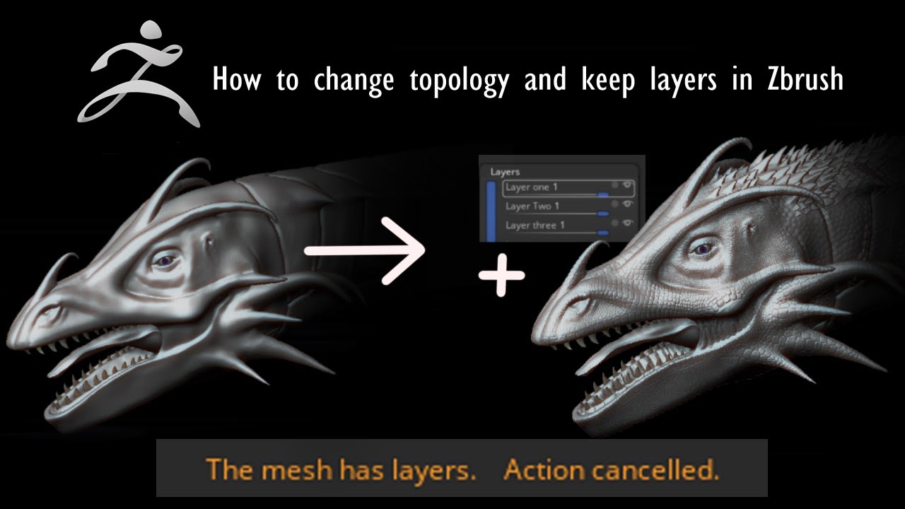 How to edit topology and keep separate layers in Zbrush - YouTube