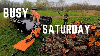 Busy Firewood Day : World Record Stacking , Kinetic Splitter, Satisfying job well done! #HardWork