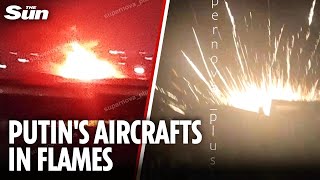 Huge EXPLOSION erupts as Russian airfield hit by Ukraine missile attack