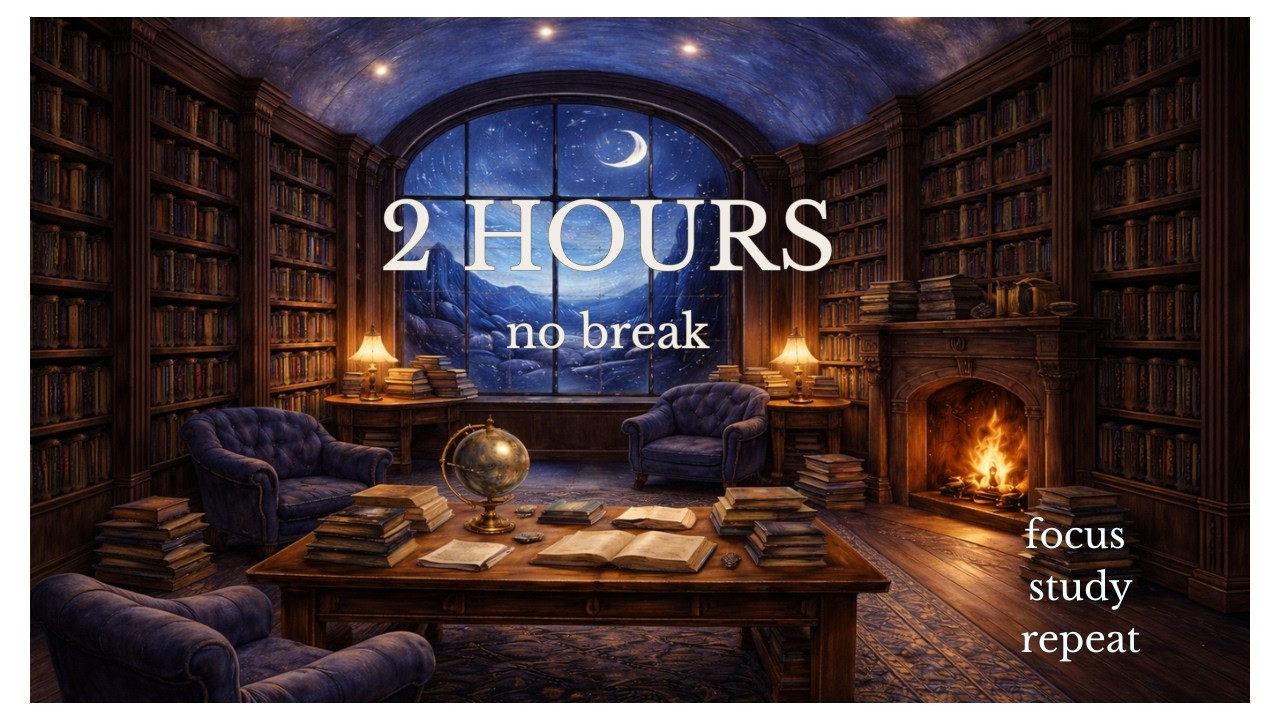 2 Hour Deep Focus | No Break | Minimal Study Timer | Silent Blue Library