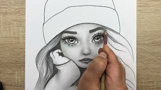 Bere Takan Güzel Bir Kız Resmi Adım Adım Nasıl Çizilir Çizim Hobimiz Karakalem Kız Portre Çizimi
