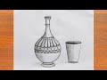         how to draw a pitcher with glass easy step by step