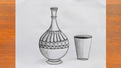 सुराही और गिलास का चित्र बनाना सीखें / How to Draw a Pitcher With Glass Easy Step By Step