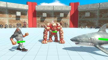 1v1v1 Infernals vs Primates vs Aquatics - Animal Revolt Battle Simulator