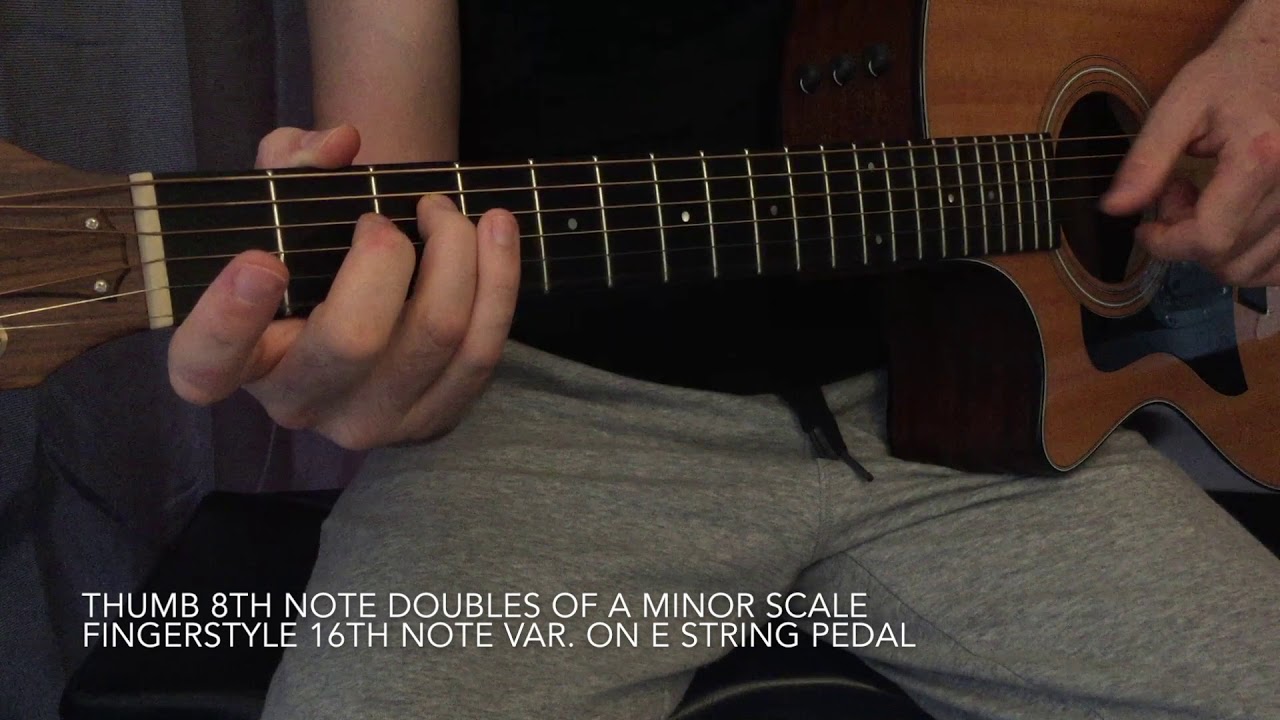 A minor fingerstyle exercise bass scale 8thsdoubles against pedal
