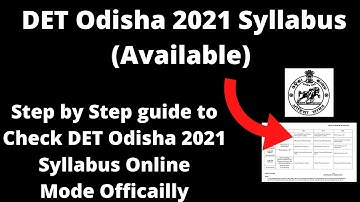 DET Odisha 2021 Syllabus (Available) - How to Check Directorate of Technical Education 2021 Syllabus