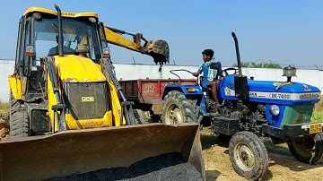 JCB 3DX Backhoe Loading Mud In Sonalika DI-740 And Newholland Tractor Trolley | Jcp Cartoon Video