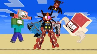 CHOO CHOO ROBOT & PIGLIN ZOMBIE ROBOT + EVIL BRIDGE WORM ROBOT -Minecraft Animation
