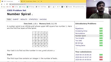 NUMBER SPIRAL | CSES PROBLEM SET SOLUTION