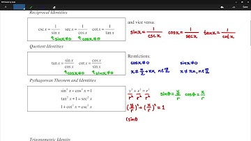 8.1 - Reciprocal, Quotient, and Pythagorean Identities