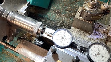 Measuring on the lathe using a dial indicator in the tool post.