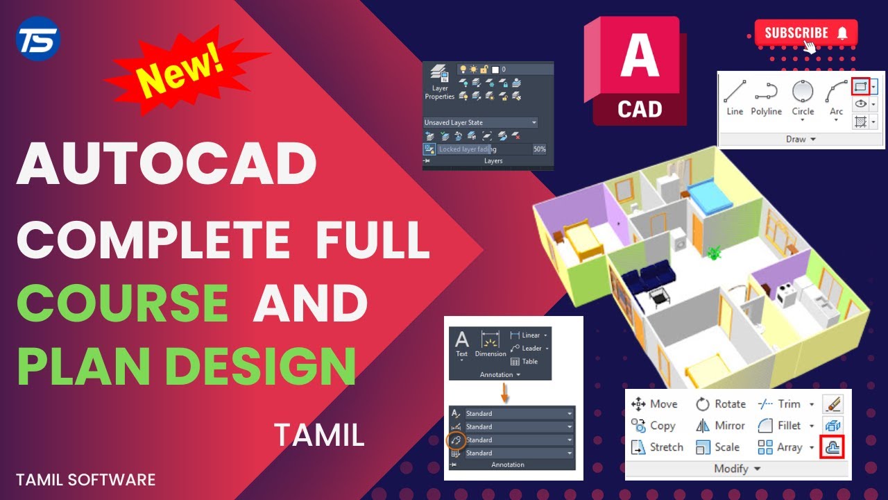 Complete AutoCAD full Tutorial with Plan Design in Tamil - Tamil ...