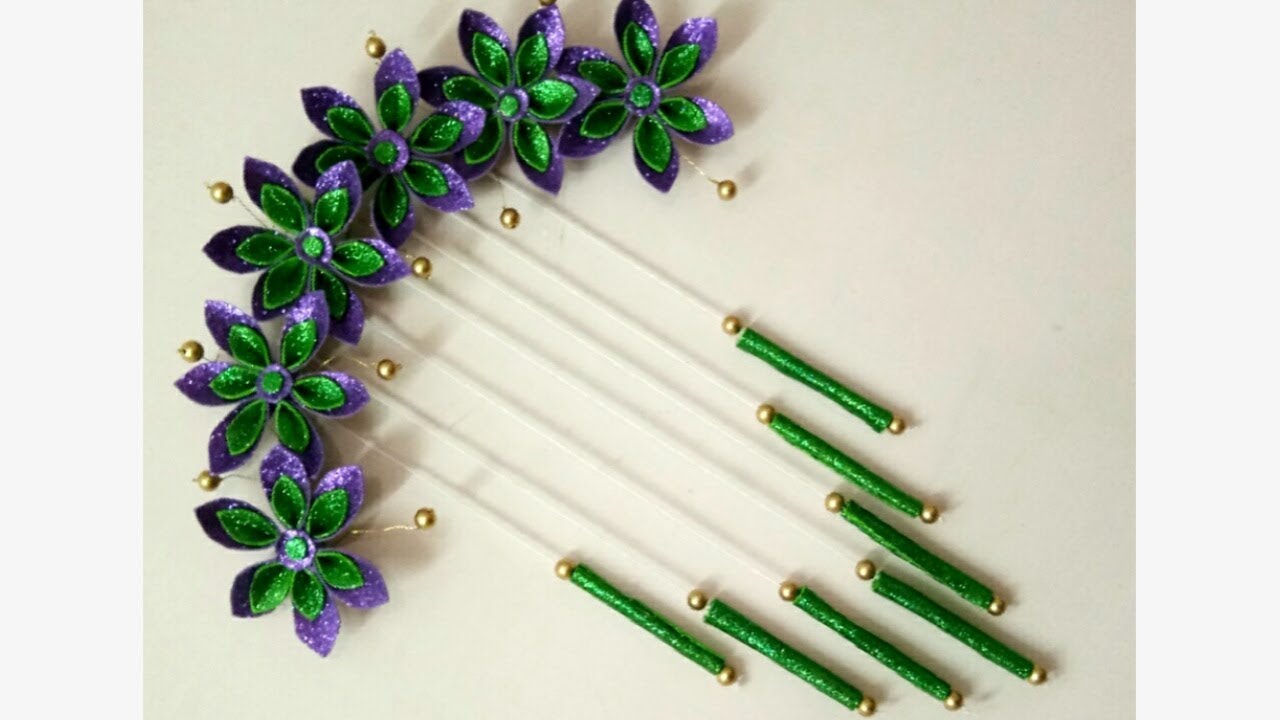 Diy Glitter Foam Flower Wall Hanging Beautiful Wall Decor From Foam Sheet Youtube