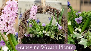 Creating a grapevine wreath planter using spring flowers & moss screenshot 4