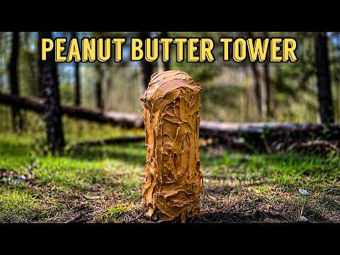 Leaving a TOWER of PEANUT BUTTER in the Woods - Here's what happened! Trail Camera